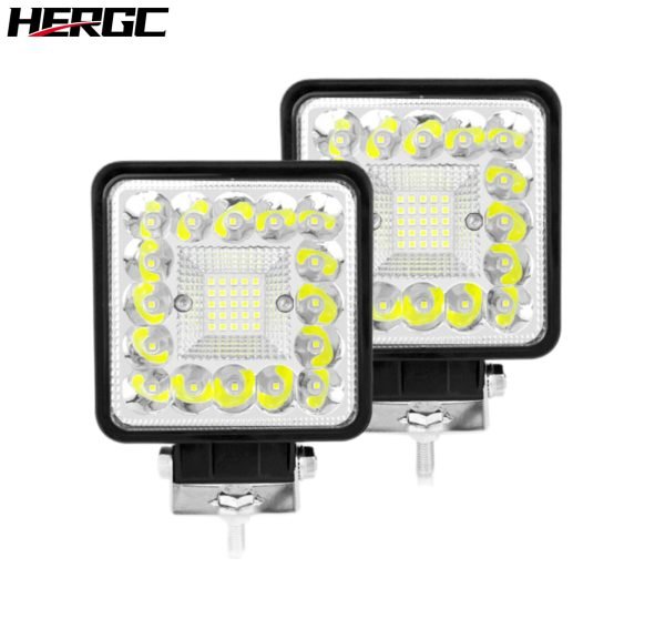 HERGC 123W 4Inch Led Car Work Light Square White Or White Flash Off-road Vehicles Large Viewing Light