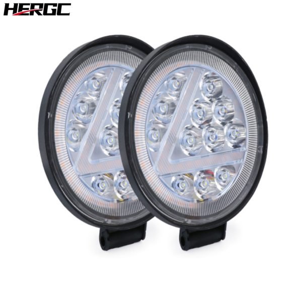 HERGC Two-color 36W Round Large Field of View Car Light, Suitable for Off-road Truck SUV Side Spotlight LED Headlight Work Light Lighting