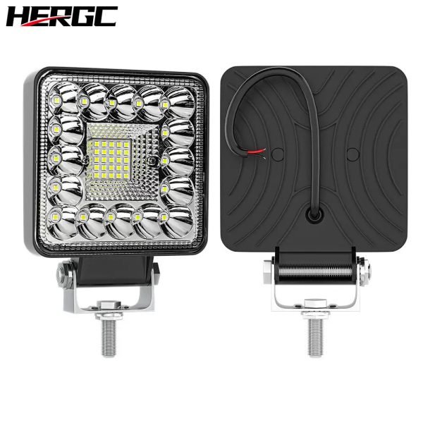 HERGC 123W 4Inch Led Car Work Light Square White Or White Flash Off-road Vehicles Large Viewing Light