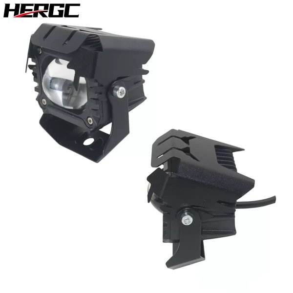HERGC 18W Car Led Work Light 10-50V DC Led Fog Light Lens 3000K-6000K Yellow And White Double Color Motorcycle Truck