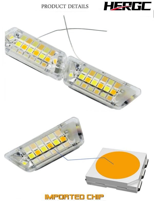 2-8.jpg HERGC L4 Car Warning Eagle Eye Daytime Running Lights 16smd White Amber Dual Color Turn Signal Flexible Lamp Strip Sequential DrI for Car