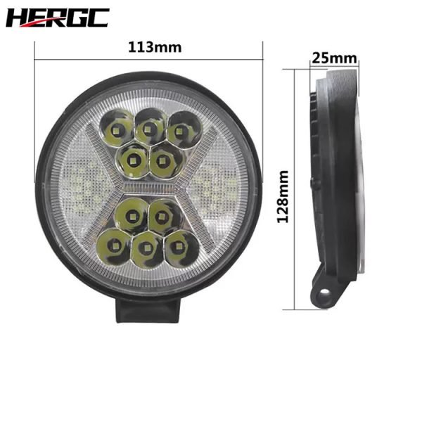 HERGC 4'' 132W 3030Chips Car Round LED Work Light with Aperture Flashing Off-road Spotlight