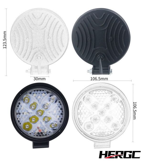 HERGC 4 Inch 27W Round Car Accessories Auto Lighting Systems Led Car Working Light Dual Two Colors Led Light
