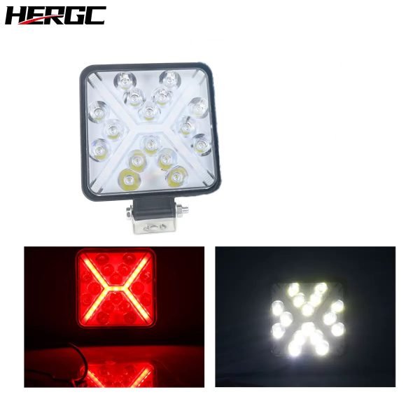 HERGC 48W White+Yellow Flash Double Color LED Light Work Flood for Off Road SUV Tractor ATV 3030SMD for Truck