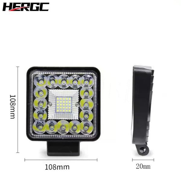 HERGC 123W 4Inch Led Car Work Light Square White Or White Flash Off-road Vehicles Large Viewing Light