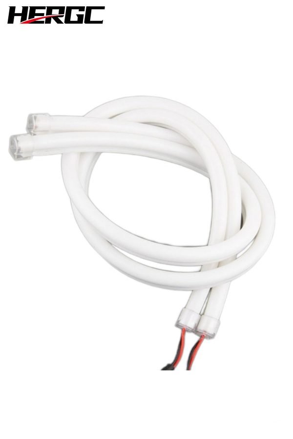 HERGC L5 30cm Soft Light Guide Dual Color White/Amber LED Tube Strip Lamp for DRL Daytime Running Lights Turn Signal Bulbs