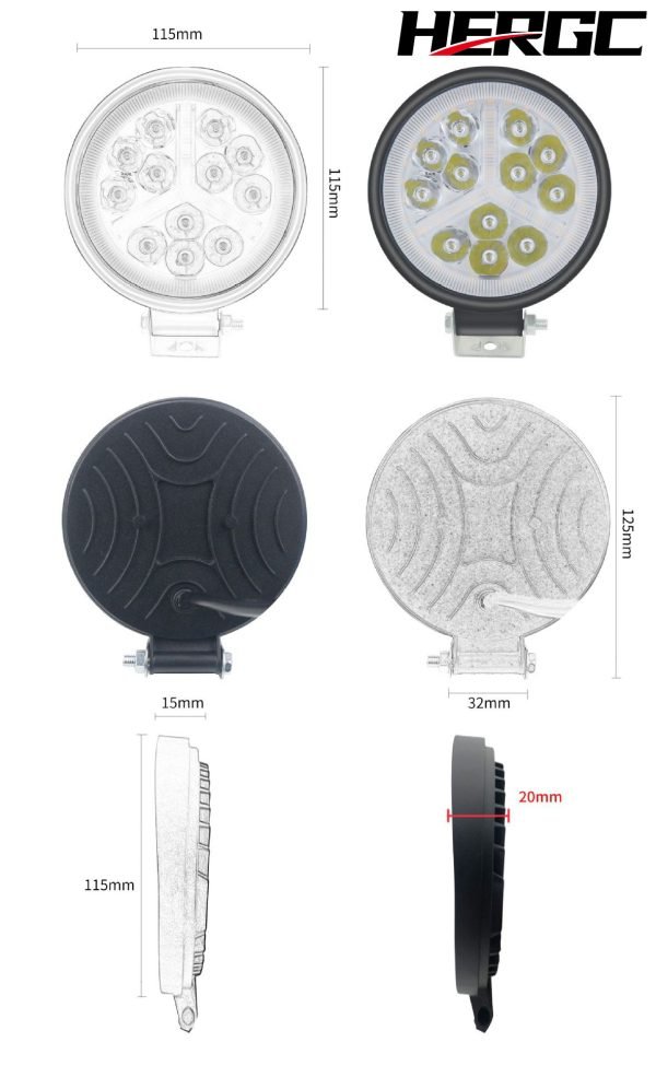 HERGC High Quality LED Light Round 36w Round Strobe Bulb 3030 Chip LED Work Light Bar for Benz