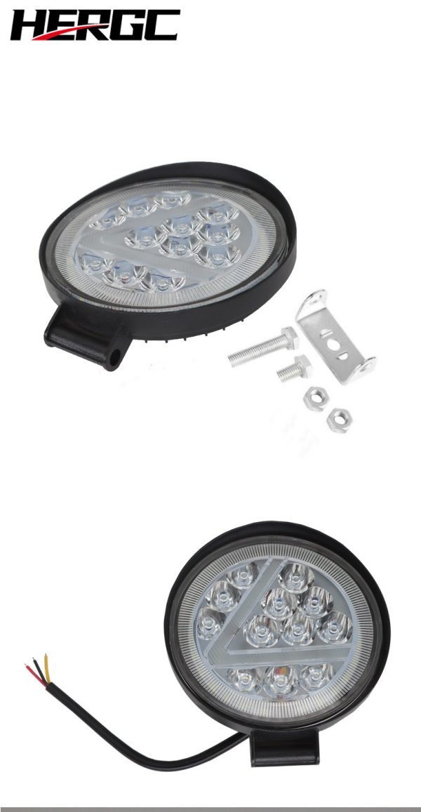 HERGC Two-color 36W Round Large Field of View Car Light, Suitable for Off-road Truck SUV Side Spotlight LED Headlight Work Light Lighting
