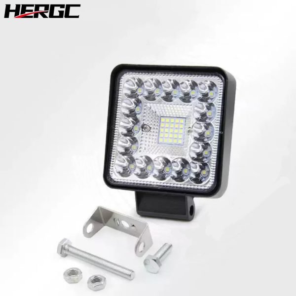 HERGC 123W 4Inch Led Car Work Light Square White Or White Flash Off-road Vehicles Large Viewing Light