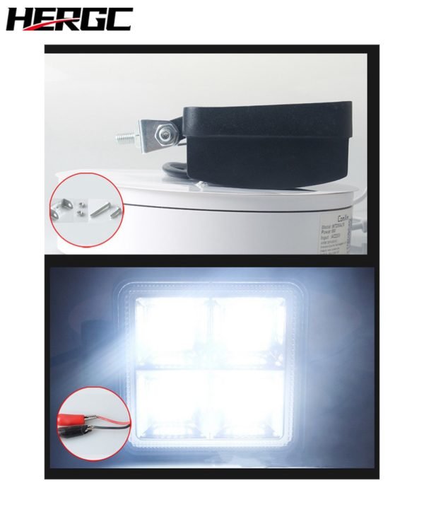 HERGC New 192W High Brightness Square 4Inch 64Led Chips Car Work Light Truck SUV Light