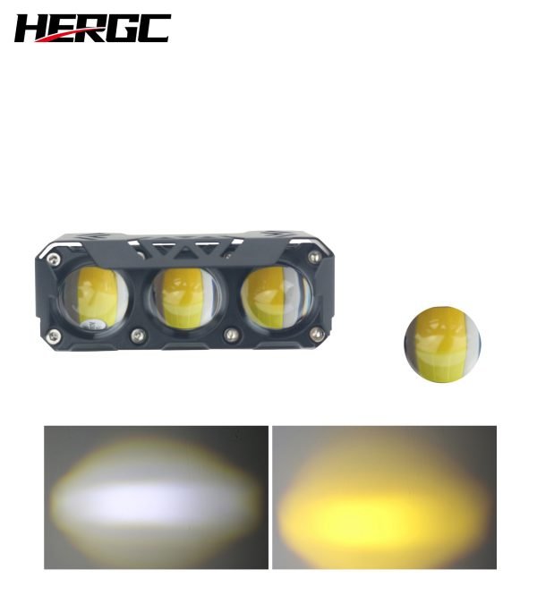 HERGC 3Led 20W Car Led Work Light 3000K-6500K White And Yellow Tow Color Led Lamp10-50V DC Motorcycle Truck