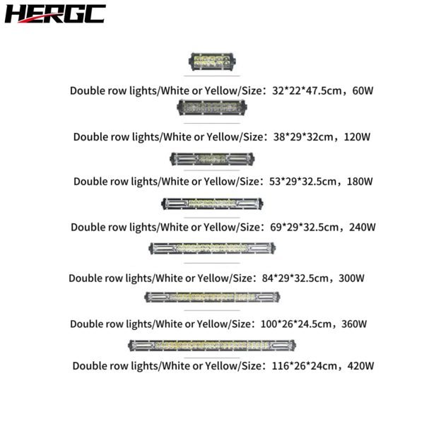 HERGC 3W Per Led Chips New Double Row Led Chips White And Yellow Car Led Work Light Off-road Vehicles 1800K-6500K 100Chips