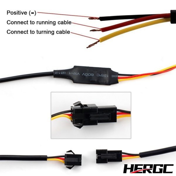 HERGC L5 30cm Soft Light Guide Dual Color White/Amber LED Tube Strip Lamp for DRL Daytime Running Lights Turn Signal Bulbs