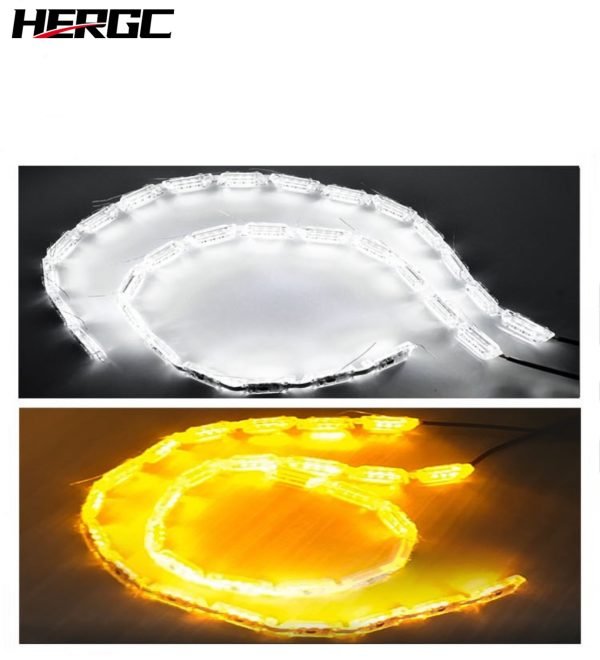 4-6.jpg HERGC L4 Car Warning Eagle Eye Daytime Running Lights 16smd White Amber Dual Color Turn Signal Flexible Lamp Strip Sequential DrI for Car
