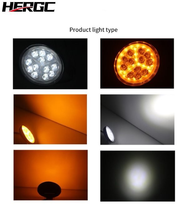 HERGC High Quality LED Light Round 36w Round Strobe Bulb 3030 Chip LED Work Light Bar for Benz