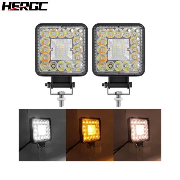 HERGC 123W 4Inch Led Car Work Light Square White Or White Flash Off-road Vehicles Large Viewing Light