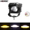 HERGC 18W Car Led Work Light 10-50V DC Led Fog Light Lens 3000K-6000K Yellow And White Double Color Motorcycle Truck
