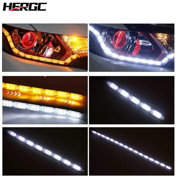 HERGC L3 Flexible Crystal Angel Tears Led Strip Light With Dual Color White DrI Amber Turn Signal Flowing Light Car Auto Front Headlamp