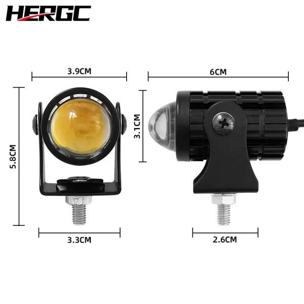 HERGC 12W 3570LED Chips Motorcycle Led Fog Work Light Car Light 3000K-6500K Double White And Yellow Waterproof