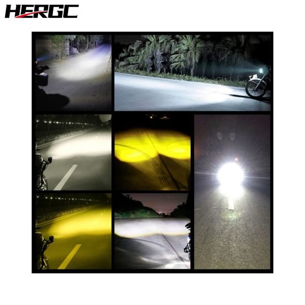 HERGC 12W 3570LED Chips Motorcycle Led Fog Work Light Car Light 3000K-6500K Double White And Yellow Waterproof