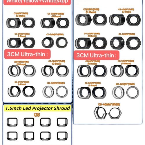 HERGC Light Halo Rings Lens Shroud Guide Integrated Cover White/Red Blue and Yellow/Wrgb/2.5inch/3inch