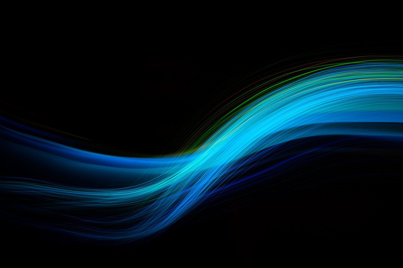 Neon technology stripes. Digital blue and green lines waves on black background. Neon technology stripes. Digital blue and green lines waves on black background.
