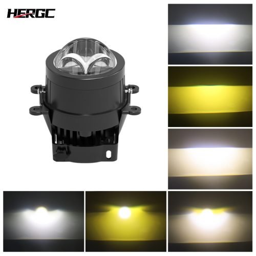 HERGC FS4 3inch dual laser Bi Led Fog Lens White/Yellow Low/High Beam 3000k/4800K/6000K/6500K 75W Fog Light